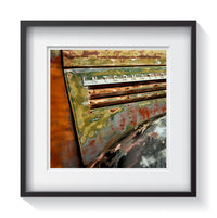 The splattered colorful patina painting an American Classic International pickup truck. Framed fine art classic truck photography by Amanda Hedlund.  Framed wall art for your home, office, business, restaurant, bar, vacation house or hotel.