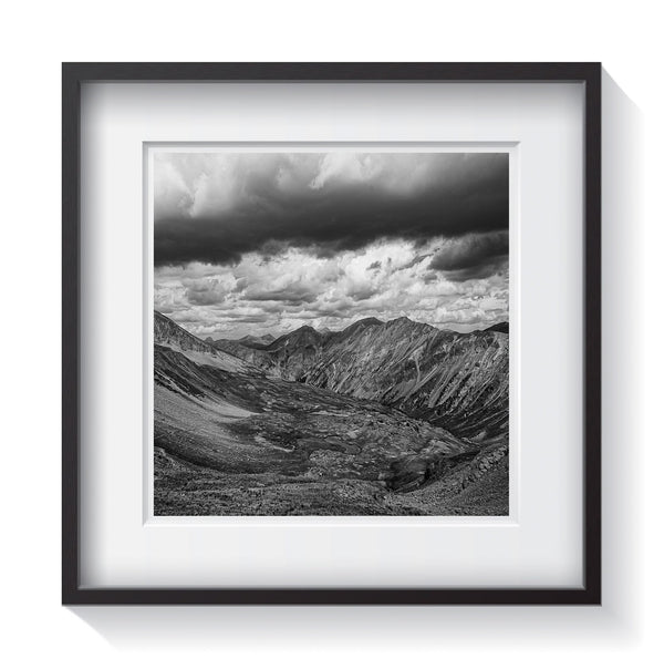 Black and white framed print of landscape around Grizzly Lake Trail near Aspen, Colorado by Andrew Grant.  Framed wall art for your home, office, business, restaurant, bar, vacation house or hotel.
