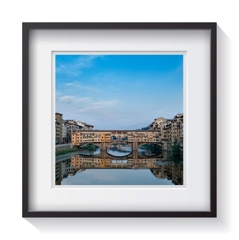 The Ponte Vecchio bridge in Florence, Italy. Framed fine art landscape and Europe photography by Andrew Grant.  Framed wall art for your home, office, business, restaurant, bar, vacation house or hotel.