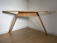 Handcrafted Console, Sofa, Entryway Side Table Solid Spalted White Oak. Handcrafted with a natural live edge in white oak - not only is it black-line spalting, but it combines with a grain wave and some color variation - a really remarkable piece!