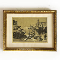 Vintage Lionel Barrymore Framed “Purdy’s Basin” Gold Foil Etching Print