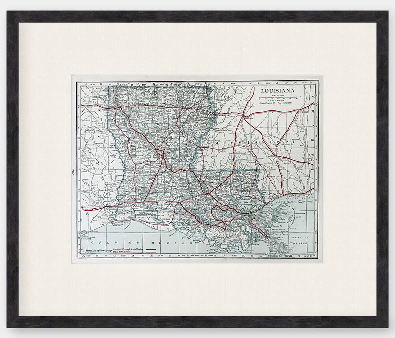This is an Original 105 Year Old - 1917 Vintage Atlas Map of Louisiana - Framed and Matted 