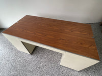 Pristine Rare Vintage Sleek Executive Steel Desk - Metal File - 7 Drawer - Modern Chrome Pedestal Base