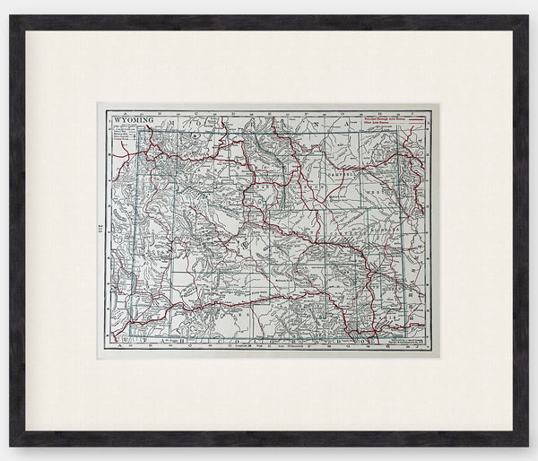 This is an Original 105 Year Old - 1917 Vintage Atlas Map of Wyoming - Framed and Matted 